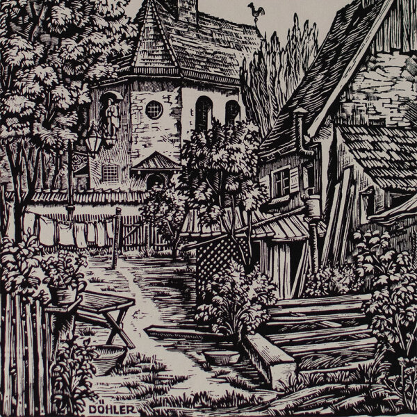 Willi Döhler - Beim Winterkirchlein - o.J. - Holzschnitt