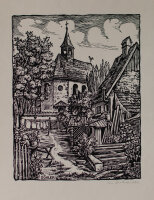Willi Döhler - Beim Winterkirchlein - o.J. - Holzschnitt