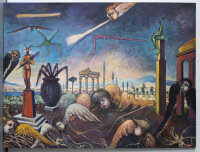 Rolf Walter - Architekturlandschaft mit Cherubimen - undatiert - Öl auf Leinwand