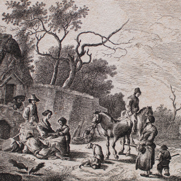Johann Georg Hertel - Rastende Gesellschaft - undatiert - Radierung auf Büttenpapier