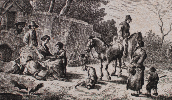 Johann Georg Hertel - Rastende Gesellschaft - undatiert - Radierung auf Büttenpapier