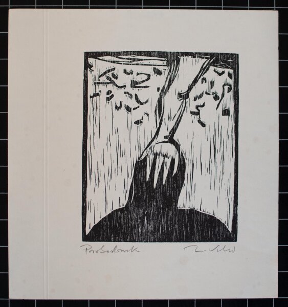 unbekannt - Hand auf Kopf - o. J. - Holzschnitt