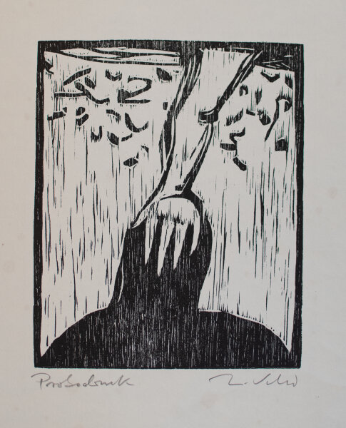 unbekannt - Hand auf Kopf - o. J. - Holzschnitt