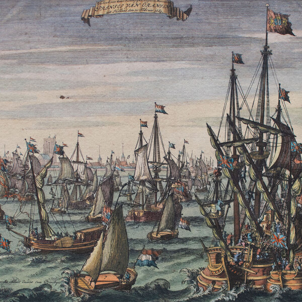 Carel Allard - Abfahrt der Königlichen Hohen von Oranien aus Holland 1639 - 1992 - Kupferstich, coloriert