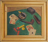 Ebba Kruuse - Stillleben mit Spielkarten - 1937 - Öl auf Leinwand