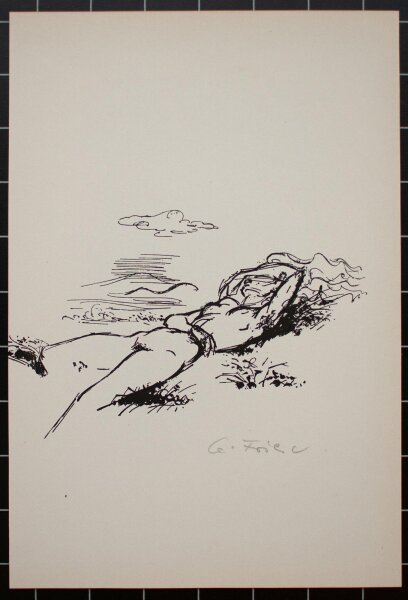 Gustav Friese - Traumland - 1949 - Druckgrafik auf Monumentkarton nach Federzeichnung