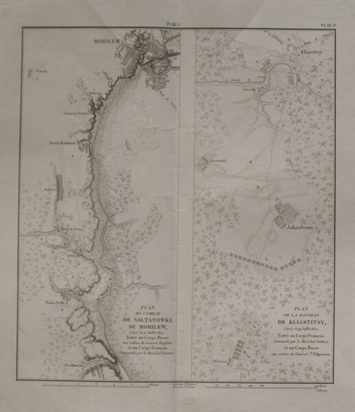 J.M. Darmet - Plan de la bataille de Kliastitsy - o.J. - Kupferstich