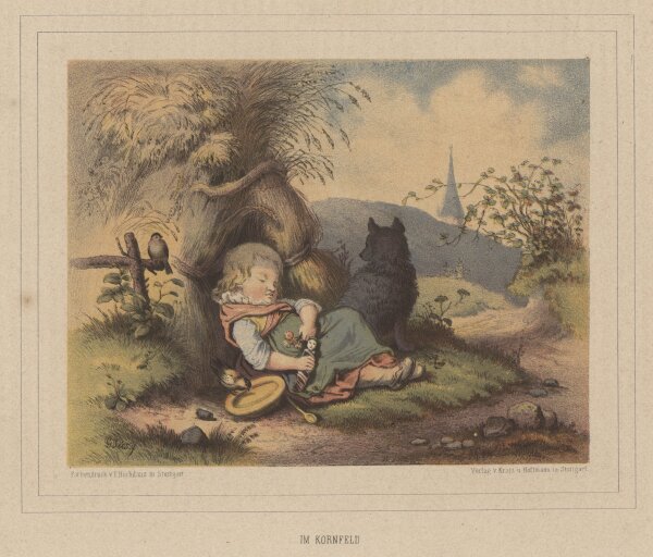 unbekannt - Im Kornfeld - o.J., Farblithografie