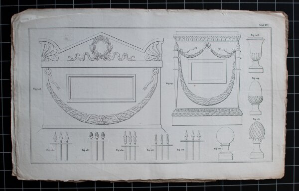 M. L. Lamotte - Kupfertafeln zu Lamotts Linearzeichnen - undatiert - Kupferstich