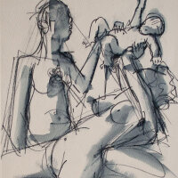 Bruno Ramin - Die Familie - undatiert - Tusche und Aquarell