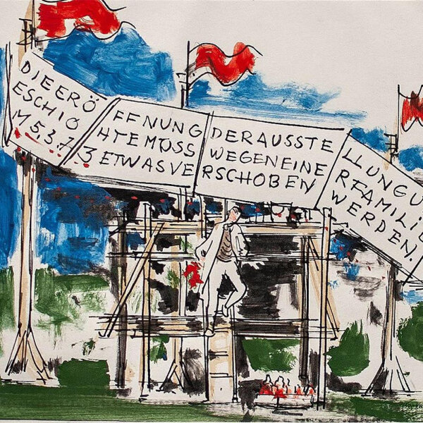 Bruno Ramin - Ausstellungseröffnung - undatiert - Tusche und Aquarell