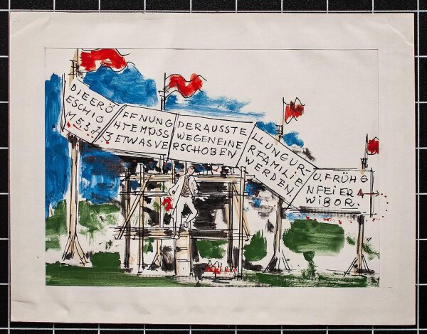 Bruno Ramin - Ausstellungseröffnung - undatiert - Tusche und Aquarell
