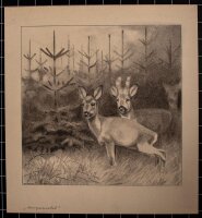 Eugen Osswald - Rehe auf der Lichtung - undatiert -...