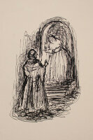 Heide Luft und Doris Brehmer - Mademoiselle Perle - 1949 - Druckgrafik auf Monumentkarton nach Federzeichnung