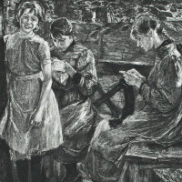 Peter Halm - Meine Töchter - 1896 - Radierung auf...