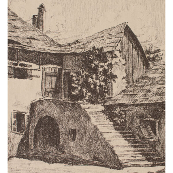 Rienössl - Altes Gehöft - undatiert - Lithografie