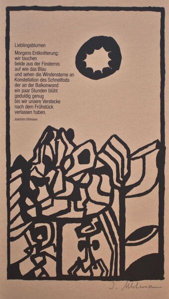 Joachim Uhlmann - Lieblingsblumen (Gedicht) - o.J. - Offsetdruck auf getöntem Papier