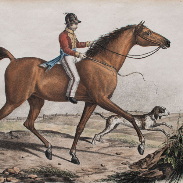 Joseph Brodtmann - Englischer Wettrenner - undatiert - kolorierte Lithografie