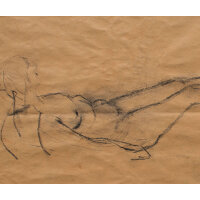 unbekannt - Frauenakt liegend - undatiert - Kreidezeichnung