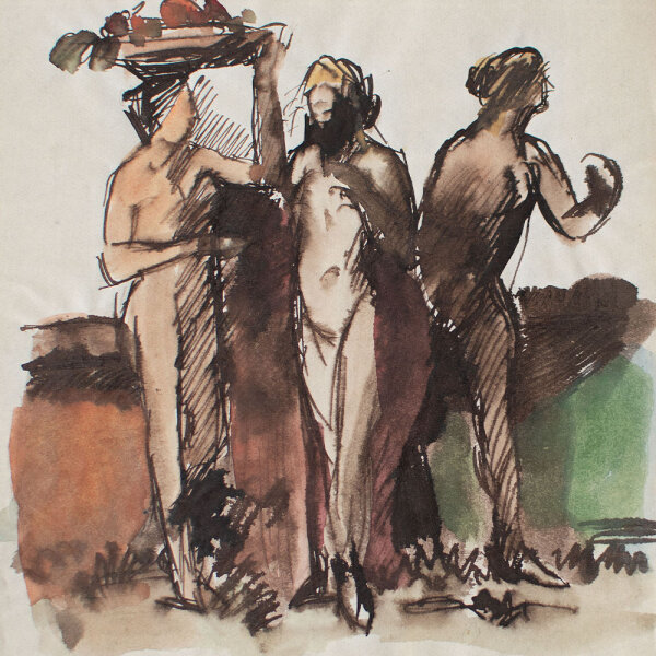 unbekannt - Drei Grazien - undatiert - Aquarell