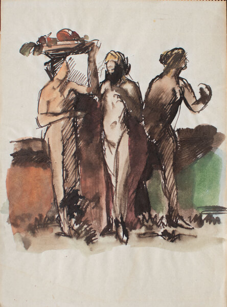 unbekannt - Drei Grazien - undatiert - Aquarell