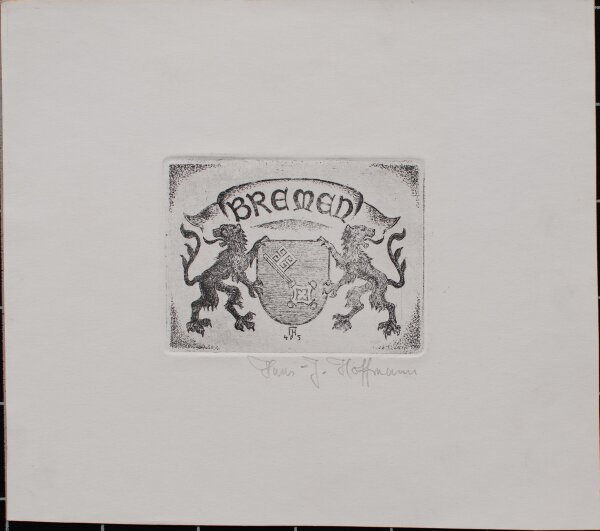 Hans J. Hoffmann - Bremen, Stadtwappen - 1945 - Radierung