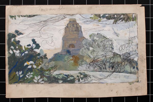 unbekannt - Völkerschlachtdenkmal, Leipzig - undatiert - Aquarell und Bleistift
