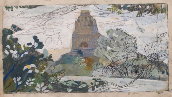 unbekannt - Völkerschlachtdenkmal, Leipzig - undatiert - Aquarell und Bleistift