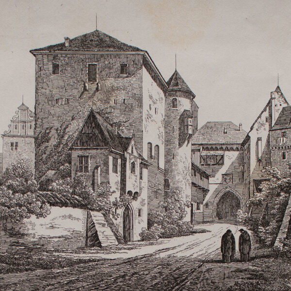 Karl Gottfried Traugott Faber - Innenseite eines alten Stadtthores - undatiert - Radierung auf Büttenpapier