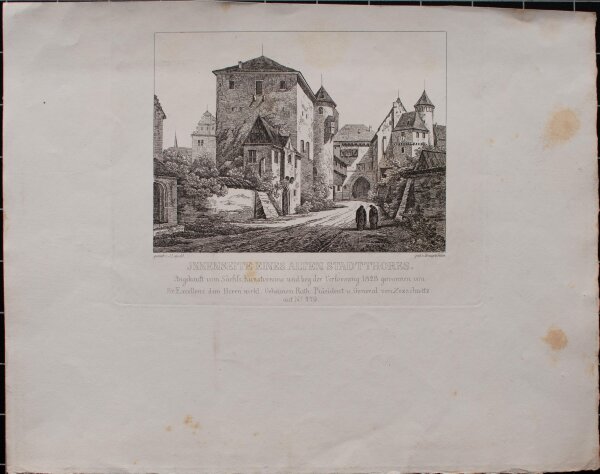 Karl Gottfried Traugott Faber - Innenseite eines alten Stadtthores - undatiert - Radierung auf Büttenpapier