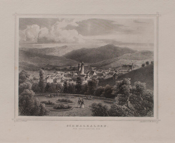 G. M. Kurz - Schmalkalden vom Volksgarten aus - undatiert - Stahlstich