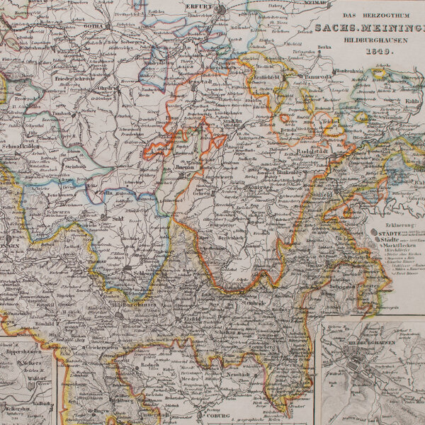 unbekannt - Das Herzogthum Sachs.-Meiningen. Hildburghausen - 1849 - Stahlstich in altem Kolorit