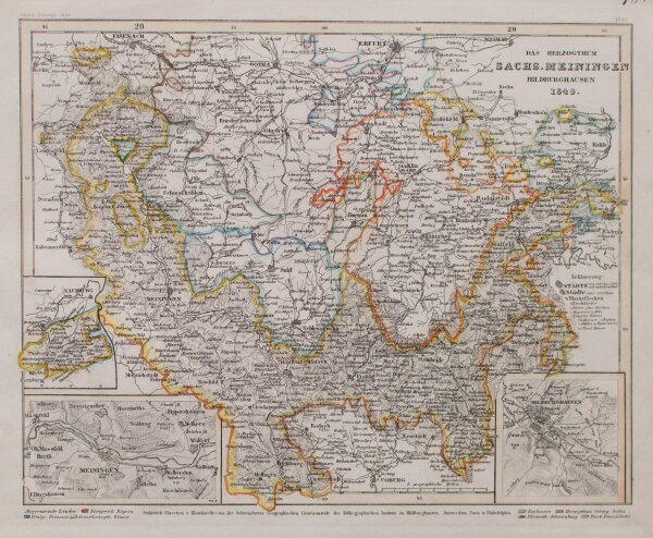 unbekannt - Das Herzogthum Sachs.-Meiningen. Hildburghausen - 1849 - Stahlstich in altem Kolorit