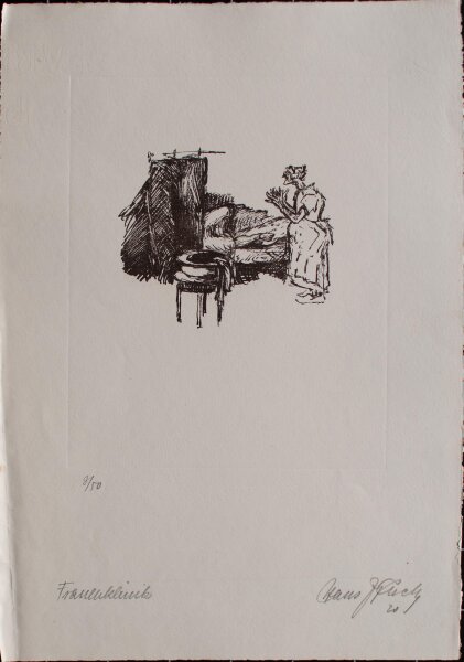 Hans Richard Weinhöppel - Frauenklinik - 1920 - Lithografie auf Bütten mit Wasserzeichen (angeschnitten)