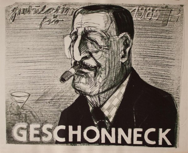 Andreas Brexendorff - Porträt Erwin Geschonneck - undaiert - Lithografie
