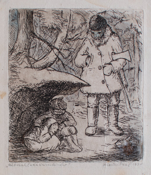 Margot Güntzel - Rübezahl und die Waisenkinder - 1950 - Radierung auf Büttenpapier