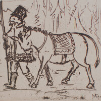 Margot Güntzel - Mann mit Pferd (Rübezahl?) -...