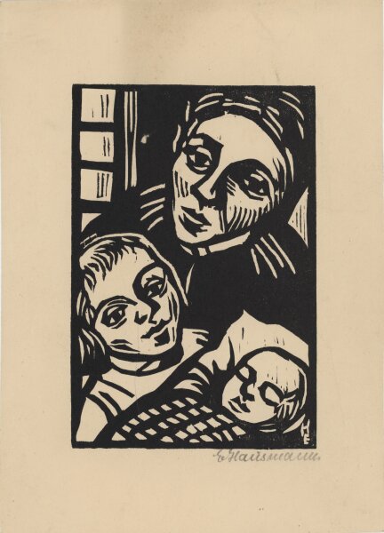 Elisabeth Hausmann - Mutter mit Kindern - o. J. - Holzschnitt