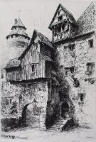 Paul Geissler - Eingang zur Burg mit Vestnertorturm zu Nürnberg - 1923 - Radierung