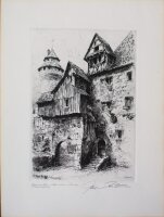 Paul Geissler - Eingang zur Burg mit Vestnertorturm zu Nürnberg - 1923 - Radierung