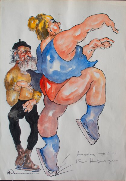 Heinrich Werrmann - Ansatz zum Rittberger - o. J. - Aquarell, Tinte, Bleistift