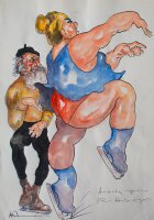 Heinrich Werrmann - Ansatz zum Rittberger - o. J. - Aquarell, Tinte, Bleistift