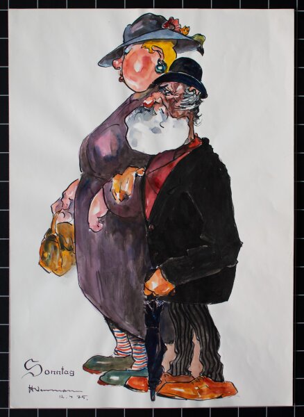 Heinrich Werrmann - Sonntag - 1975 - Aquarell, Tinte, Bleistift