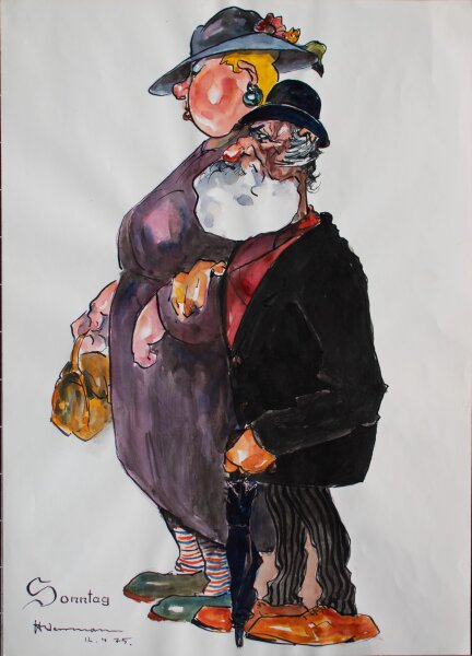 Heinrich Werrmann - Sonntag - 1975 - Aquarell, Tinte, Bleistift