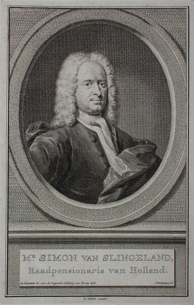 Jacobus Houbraken - Porträt Simon van Slingelandt, Raadspensionaris - o.J. - Kupferstich