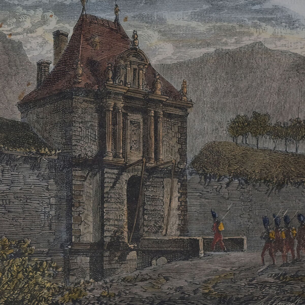 unbekannt - Porte De Rastadt (Rastatt) - 1877 - Holzstich in altem Kolorit