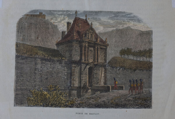 unbekannt - Porte De Rastadt (Rastatt) - 1877 - Holzstich in altem Kolorit