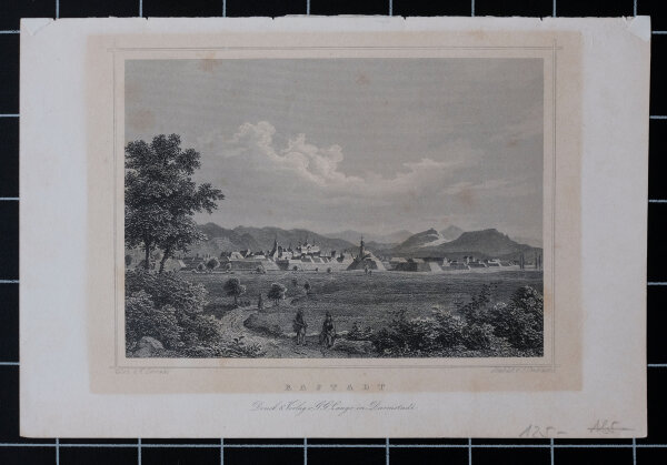 J. Umbach - Panoramaansicht von Rastadt (Rastatt) - o.J. - Stahlstich