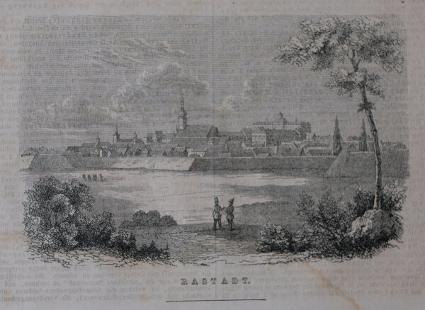 unbekannt - Panoramaansicht von Rastadt (Rastatt) - o.J. - Holzstich