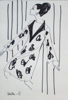 Merker-Doerstl - Frauenmode - undatiert - Farbstiftzeichnung auf Transparentpapier